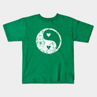 Yin Yang Hearts white Kids T-Shirt